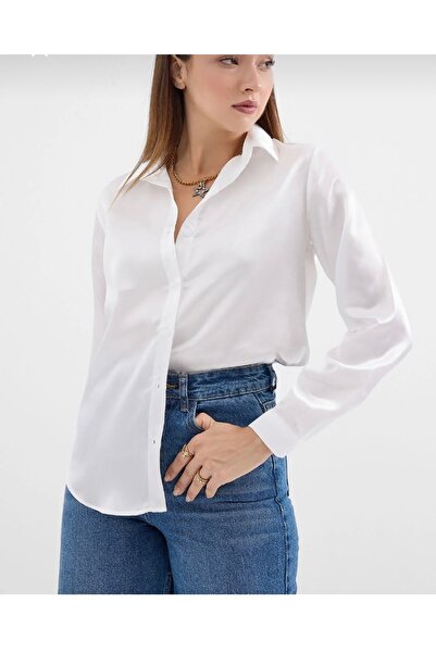 Tarzımızbir Satin Shirt with Light Drape