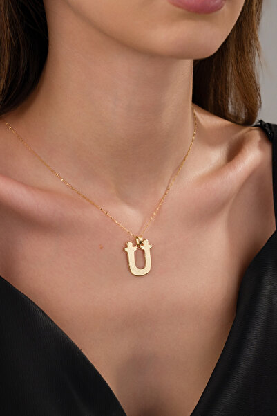 Zeynepli gold & jewelry 14 AYAR ALTIN PRES FÜZYON Ü HARFLİ KOLYE