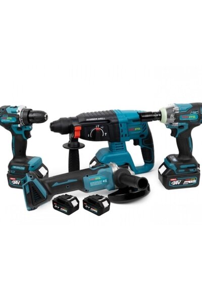 ROONLINE Set 4 scule 24V, bormasina impact, flex, rotopercutor, baterie 5Ah, ...