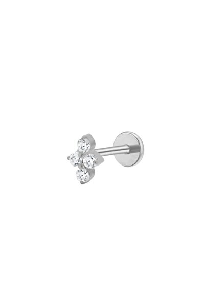 Munels F136 Titanyum Zirkon Taşlı Labret Piercing - Tragus, Lobe, Helix