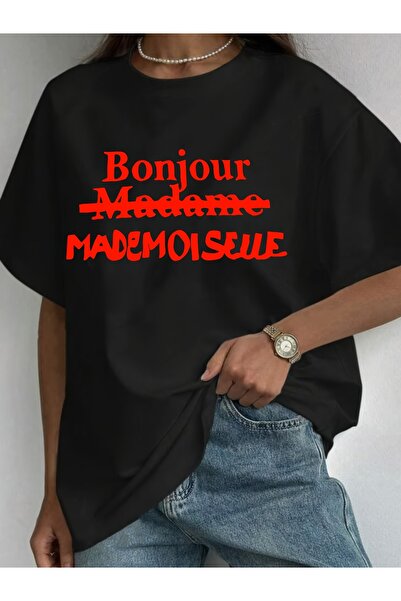 trendypassion تيشيرت بتصميم بونجور باريس مطبوع للجنسين