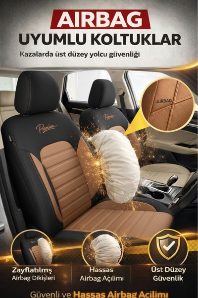 GM-DESIGN Premium Serisi Lüks Keten Oto Koltuk Kılıfı - 5 Koltuk Tam Set