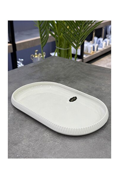 Doğudeko Bianco Line Oval Plate 26.8 X 16
