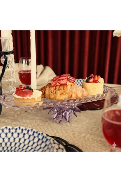 i love home glass وعاء زجاجي أرجواني على شكل قارب