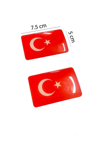 Redline Grafik Türk Bayrağı 3d Sticker 2 Adet Kabartmalı Sticker Arma Universal
