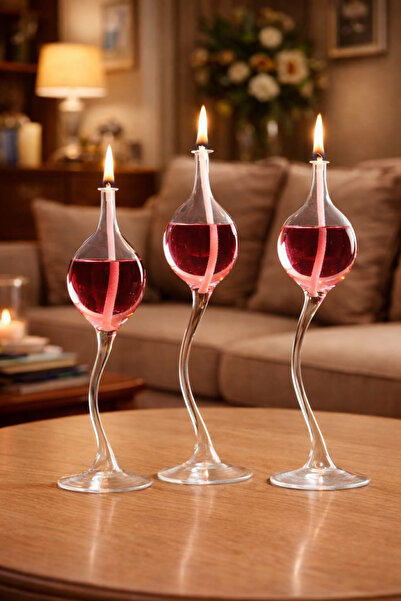 GLASSBLOWİNGART20 MİRA 3 LÜ SET KANDİL+200 ML KANDİL YAĞ HEDİYE