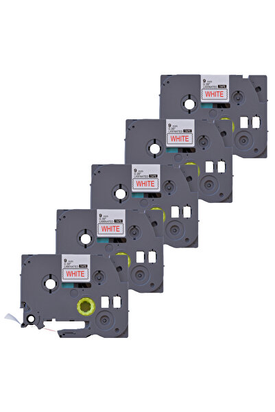 G Print Pack of 5 compatible Brother TZe-222 label tape, 9 mm, red on white b...