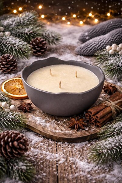 ersu store Üç Fitill Doğal Soya Wax Vanilya Kokulu Dekoratif Kase Hediyelik D...