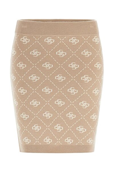 Guess Sarah 4g Knitwear Women's Cream Skirt W4Bd0Sz3Jd2-Fnjs