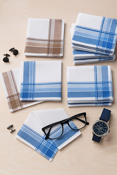 Hepsine Rakip Set of 12 Men's Pocket Handkerchiefs 39X39 cm Cotton Miryavuz