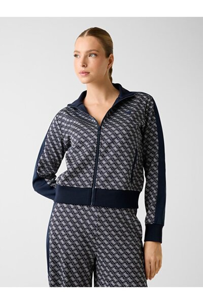 Guess مايا 4G بدلة رياضية نسائية باللون الأزرق الداكن بسحاب كامل V6RQ08K2042-...