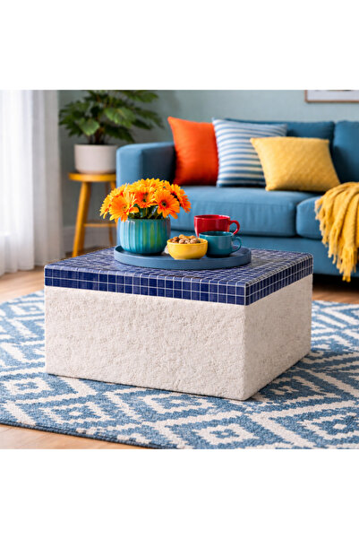 stork woods El Yapımı Mozaik Orta Sehpa | Dekoratif Sıva Cam Mozaik Sehpa | M...