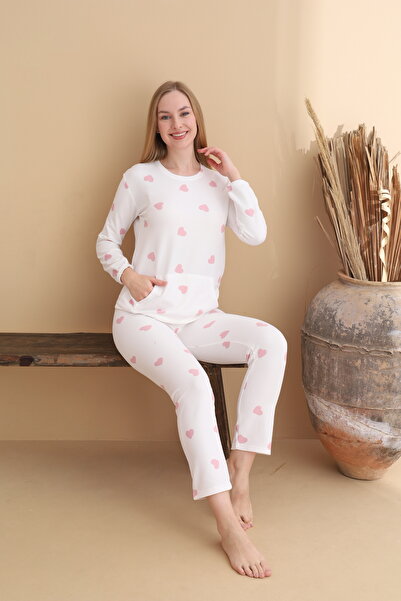 ELİTOL Set de pijamale pentru femei cu mâneci lungi Waffle din material subți...