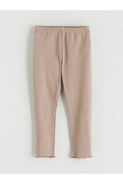 LC Waikiki Lcw Baby Brown Slim Fit Ribbed Knit Baby Girl Jogger Sweatpants