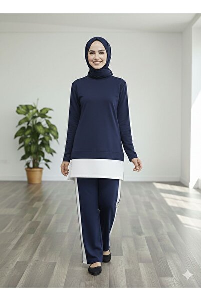 Foremia Garni Detail Trouser Suit-Navy Blue