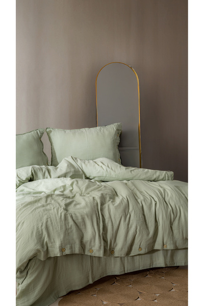 MYLASA HOME Cloudy Mood Muslin Duvet Cover Set Double Size 200X220 cm 100% Co...