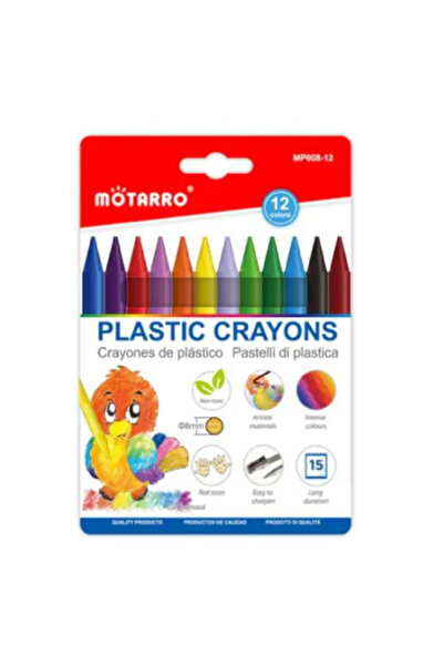 MOTARRO أقلام تلوين بلاستيكية 12 لونًا MP008-12 – أقلام تلوين غير سامة للأطفا...