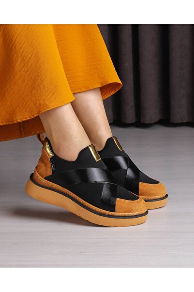 Layber Women's Suede Leather Patterned Elastic Parachute Fabric Walking Shoes...