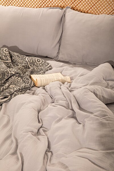 MYLASA HOME طقم غطاء لحاف من قماش الموسلين من كلاودي مود، مقاس مزدوج 200×220 ...