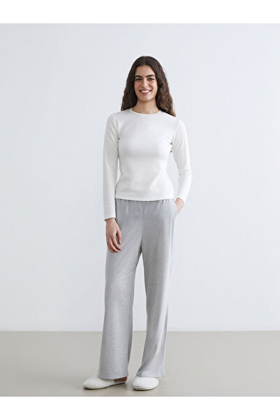 LC Waikiki Gray Elastic Waist Wide Leg Women's Pajama Bottoms