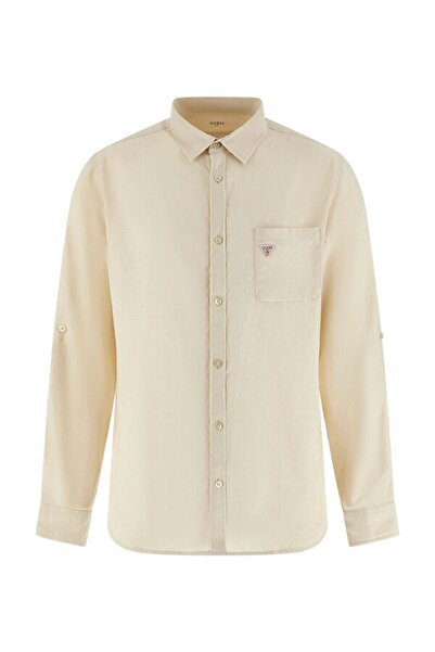Guess Roll-Up Men's Linen Blend Regular Fit Shirt
