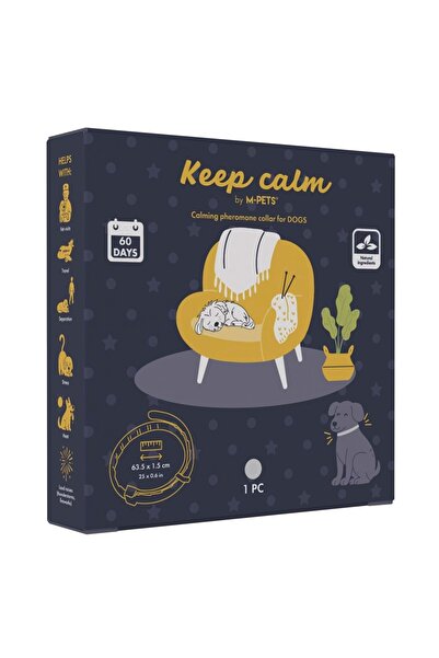 M-PETS Keep Calm Calming Dog Collar Gray
