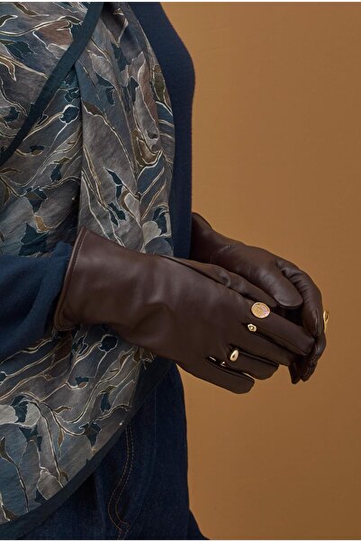 HEQA 100% Leather Short Gloves Bitter Brown