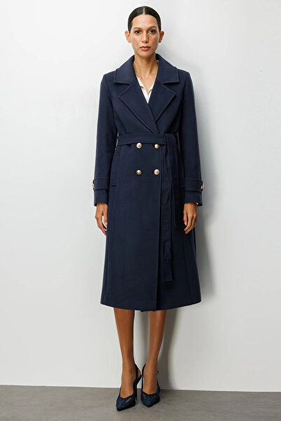 Ekol Belted Coat with Epaulettes on the Sleeves 6061