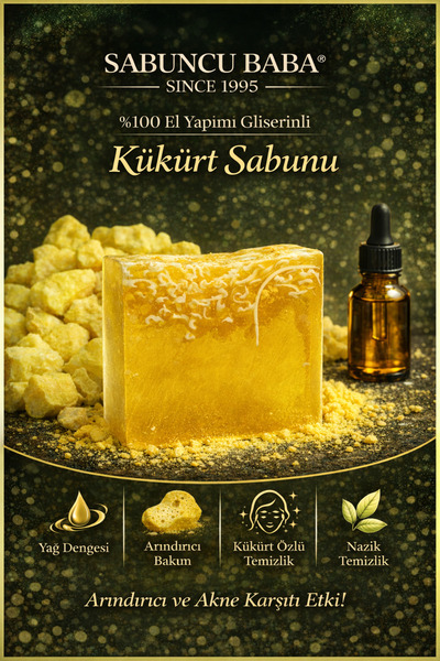 SABUNCU BABA %100 El Yapımı Gliserinli Kükürt Sabunu 120 Gr.
