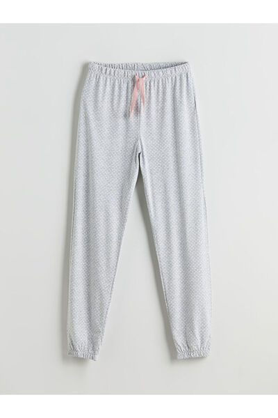 LC Waikiki Gri Beli Lastikli Puantiyeli Kadın Jogger Pijama Altı