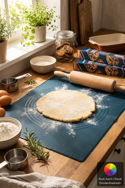 EVLE Measuring Dough Rolling Mat, Platinum Silicone, 42X35 cm