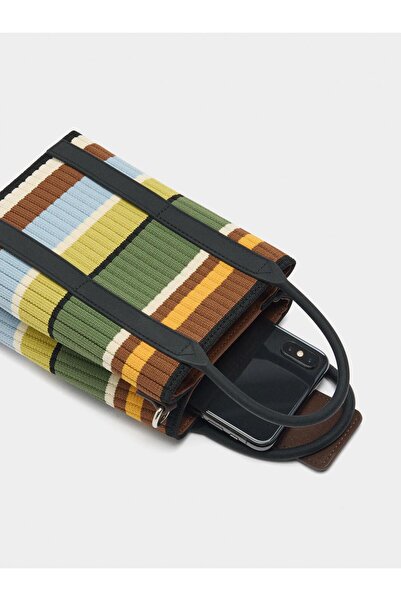 PARFOIS Çizgili Örme Cep Telefonu Çantası