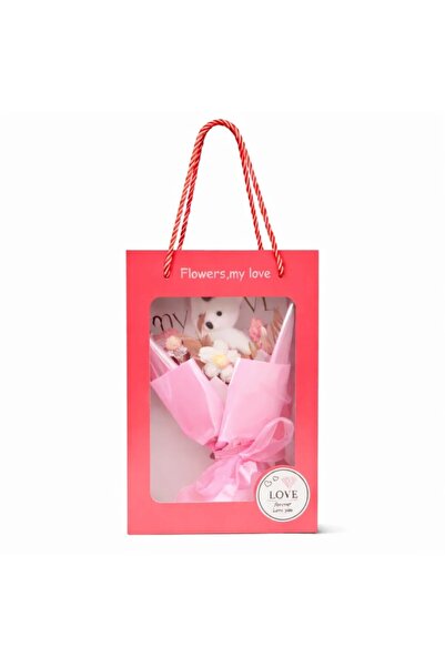 Inovius Cadou floral Roz cu Ursulet - KRMS109