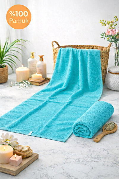 İQON Towel Set 100% Cotton (Bath + Hair) 2-Piece Turquoise