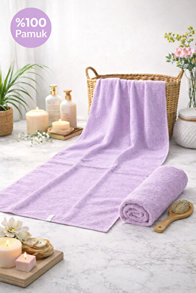 İQON Σετ πετσετών 100% βαμβάκι (μπάνιο + μαλλιά) 2 τεμάχια λιλά