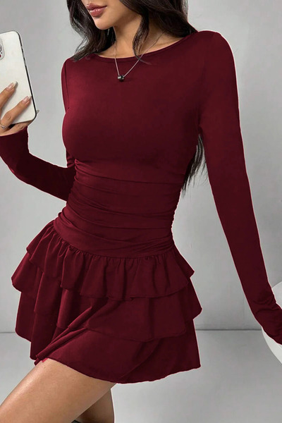 GRİLAND Mini Dress with Layered Skirt and Flounces