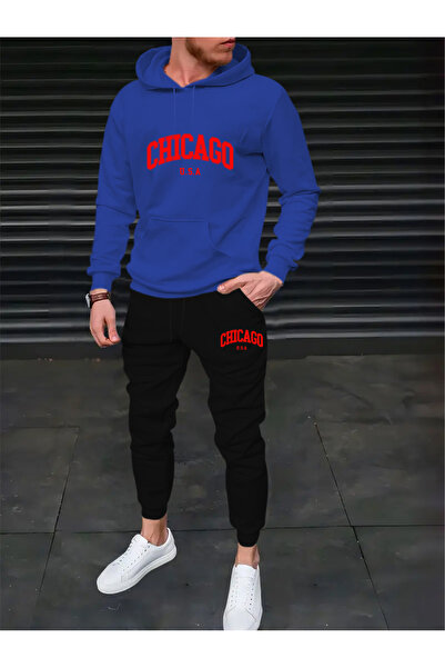 mercoledi Men's Summer Printed Comfortable Fit Hooded Pocket Top Jogger Elast...