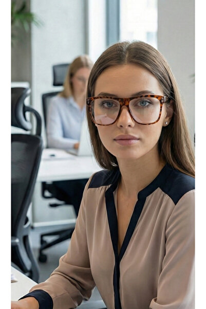 LUPİX Leopard Printed Unisex Square Blue Light Protective Trend