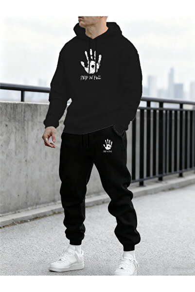 mercoledi Men's El Printed Comfortable Fit Hooded Pocket Top Jogger Elastic C...