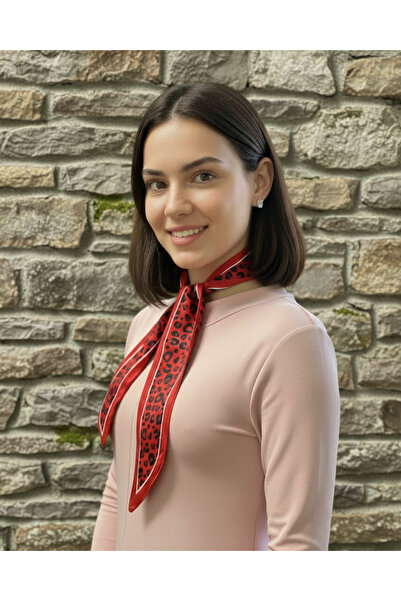 tarzınısec وشاح باندانا مخطط باللون الأحمر الفهد مقاس 7.5 × 100 سم