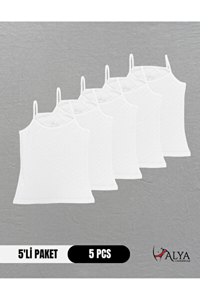 ALYA UNDERWEAR Girl - 100% Cotton Undershirt with Garson Strap, Heart Jacquar...