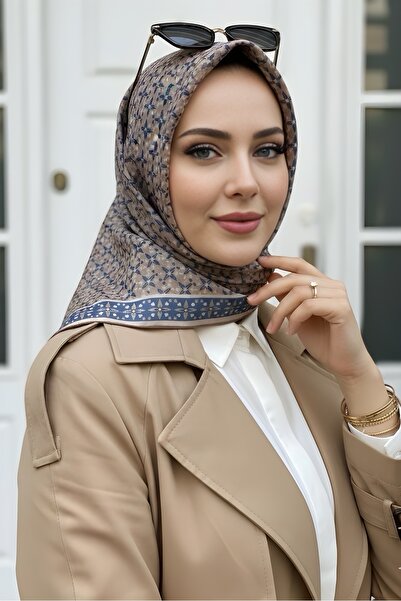 İmajButik Mink Navy Blue Soft Digital Cotton Scarf