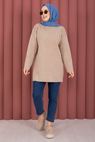 EBRUTESETTÜR Crew Neck Casual Knitwear Tunic Stone