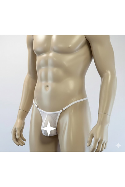 Beyaz Transparan Erkek G-String Tanga