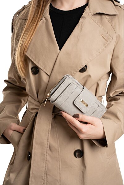 Newish Polo Kadın Deri Desenli Telefon Kağıt Para Bölmeli Kartlık Ve Cüzdan