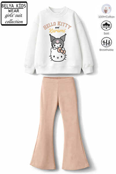 Belya Kids Wear Girl's Kuromi Hello Design Top 3 Thread Cotton Non-Brushed Fa...