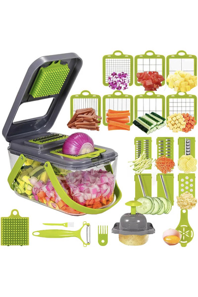 Next Trend Multifunctional Vegetable Grater 22-in-1 with 13 Stainless Steel B...