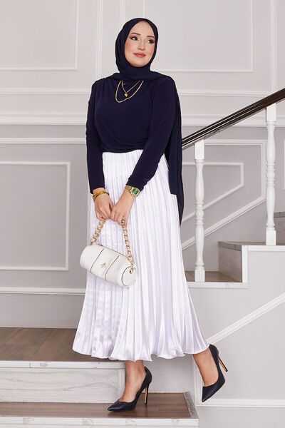 EBRUTESETTÜR Satin Pleated Skirt White