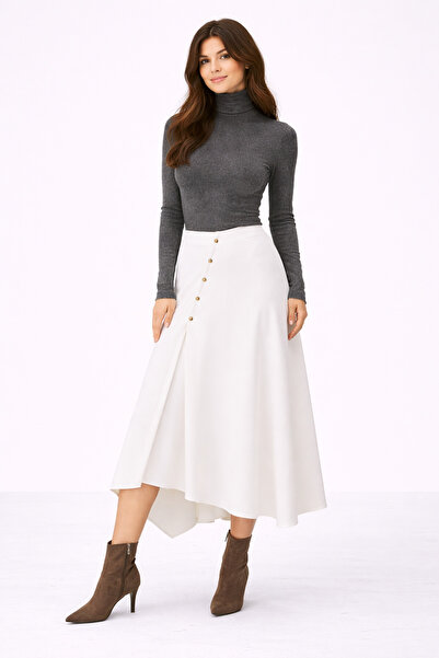 Paw Garage Women's Thessaloniki Fabric Front Buttoned Long Skirt