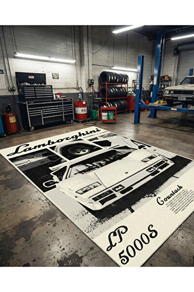 RUGRUMBA Kaymaz Taban Makinede Yıkanabilir Araba Desenli Gamer Genç Odası Halısı